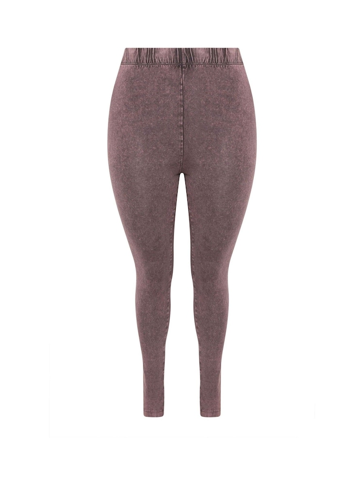 Yours Curve Red Acid Wash Leggings - Image 5 of 5