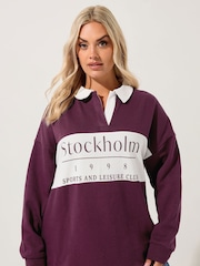 Yours Curve Red Stockholm Rugby Top - Image 1 of 5