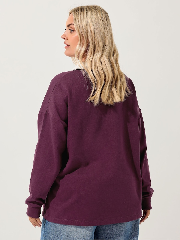 Yours Curve Red Stockholm Rugby Top - Image 2 of 5
