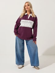 Yours Curve Red Stockholm Rugby Top - Image 3 of 5