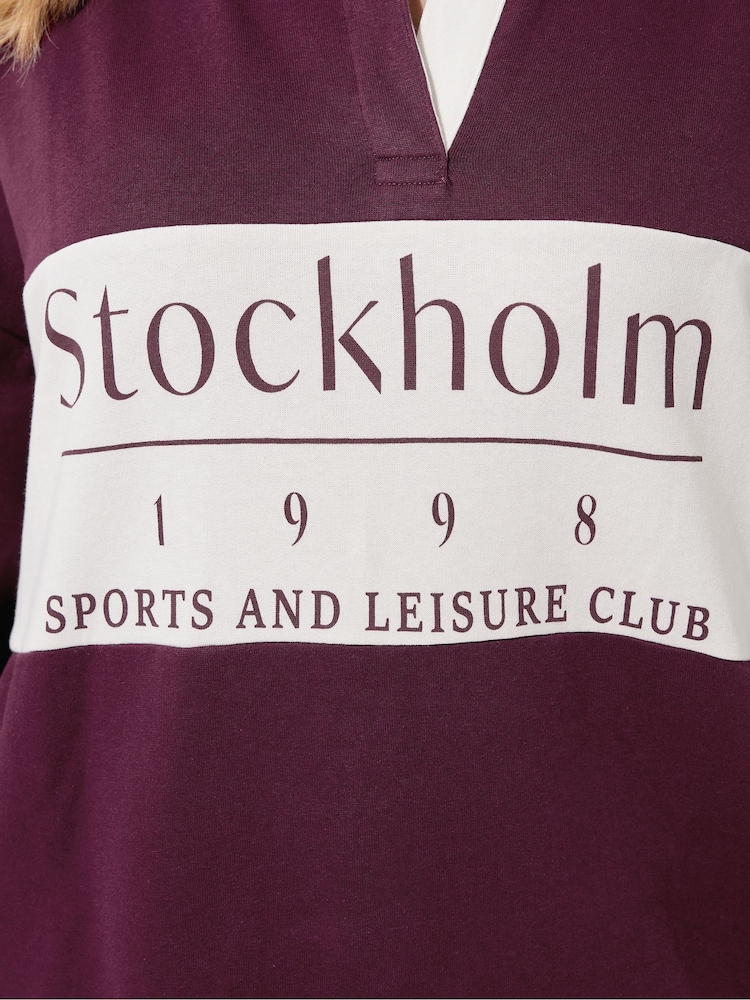 Yours Curve Red Stockholm Rugby Top - Image 5 of 5