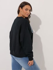 Yours Curve Black Crew Neck Sweatshirt - Image 2 of 6