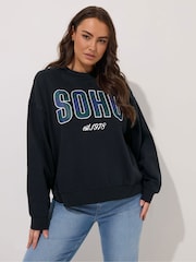 Yours Curve Black Crew Neck Sweatshirt - Image 3 of 6