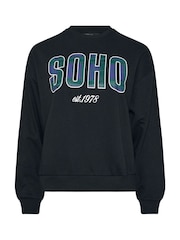 Yours Curve Black Crew Neck Sweatshirt - Image 6 of 6