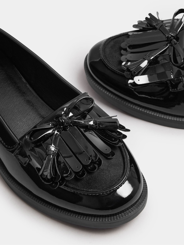 Yours Curve Black Extra Wide Fit Extra Wide Fit Tassel Patent Loafers - Image 5 of 5