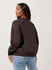 Yours Curve Brown Crew Neck Sweatshirt - Image 3 of 5