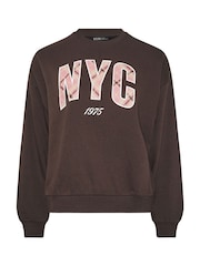 Yours Curve Brown Crew Neck Sweatshirt - Image 5 of 5
