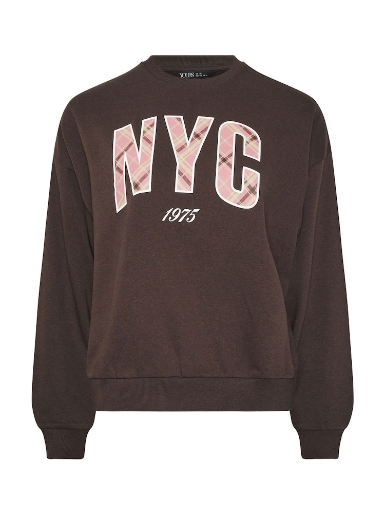 Yours Curve Brown Crew Neck Sweatshirt - Image 5 of 5