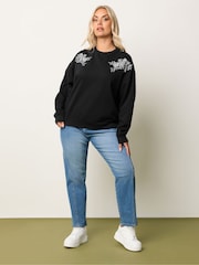 Preto - Yours Curve Embroidered Sweatshirt - Imagem 4 de 6
