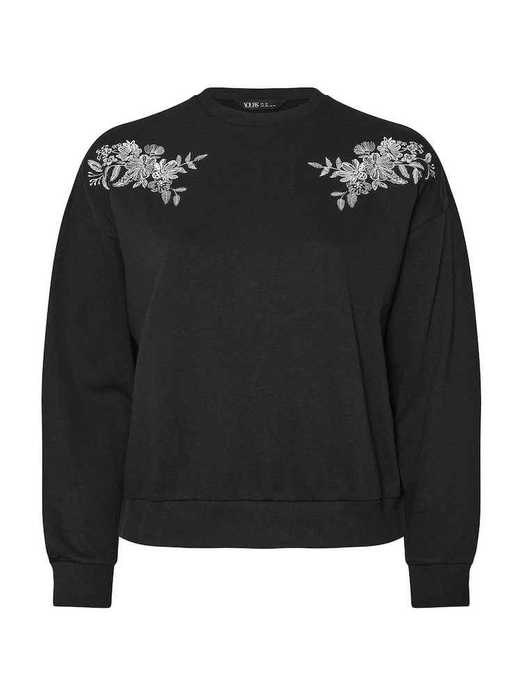 Preto - Yours Curve Embroidered Sweatshirt - Imagem 6 de 6
