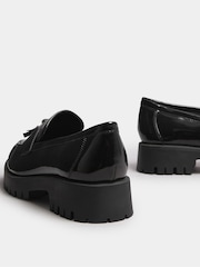 Yours Curve Black Extra-Wide Fit Tassel Patent Loafers With Gold Trim - Image 4 of 5