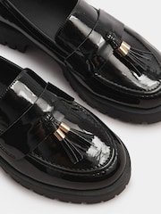 Yours Curve Black Extra-Wide Fit Tassel Patent Loafers With Gold Trim - Image 5 of 5
