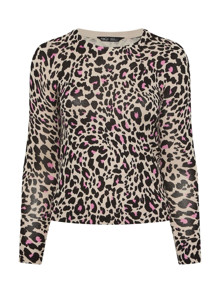 M&Co Natural Petite Leopard Print Jumper - Image 5 of 5