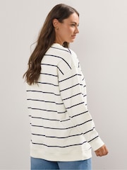Yours Curve Cream Stripe Crew Neck Sweatshirt - Image 3 of 5