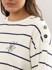 Yours Curve Cream Stripe Crew Neck Sweatshirt - Image 4 of 5