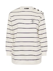 Yours Curve Cream Stripe Crew Neck Sweatshirt - Image 5 of 5