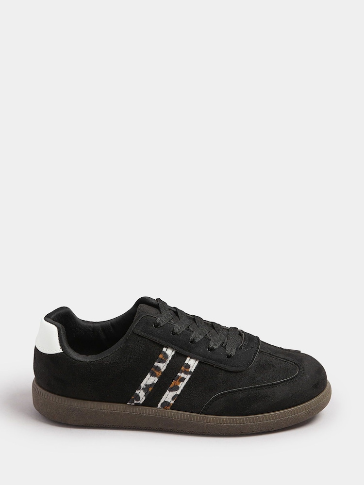 Yours Curve Black Extra Wide Fit Retro Animal Print Stripe Trainers - Image 2 of 5