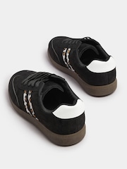 Yours Curve Black Extra Wide Fit Retro Animal Print Stripe Trainers - Image 4 of 5