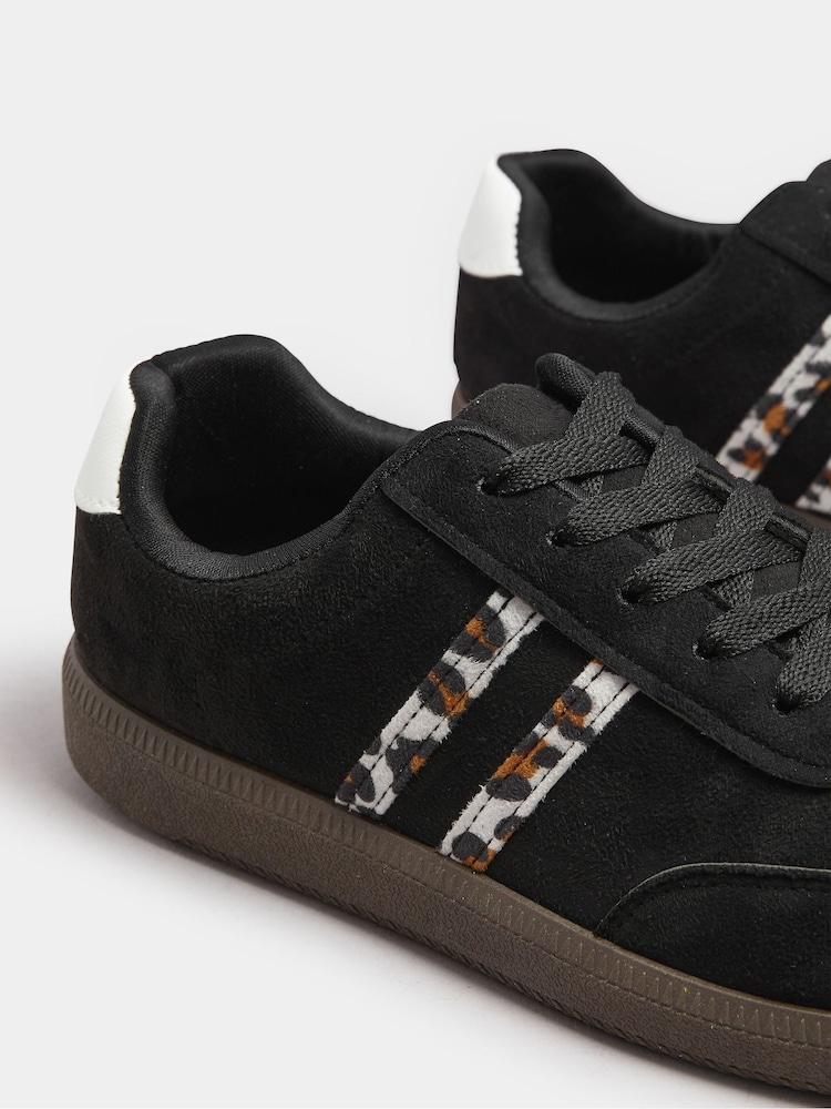Yours Curve Black Extra Wide Fit Retro Animal Print Stripe Trainers - Image 5 of 5