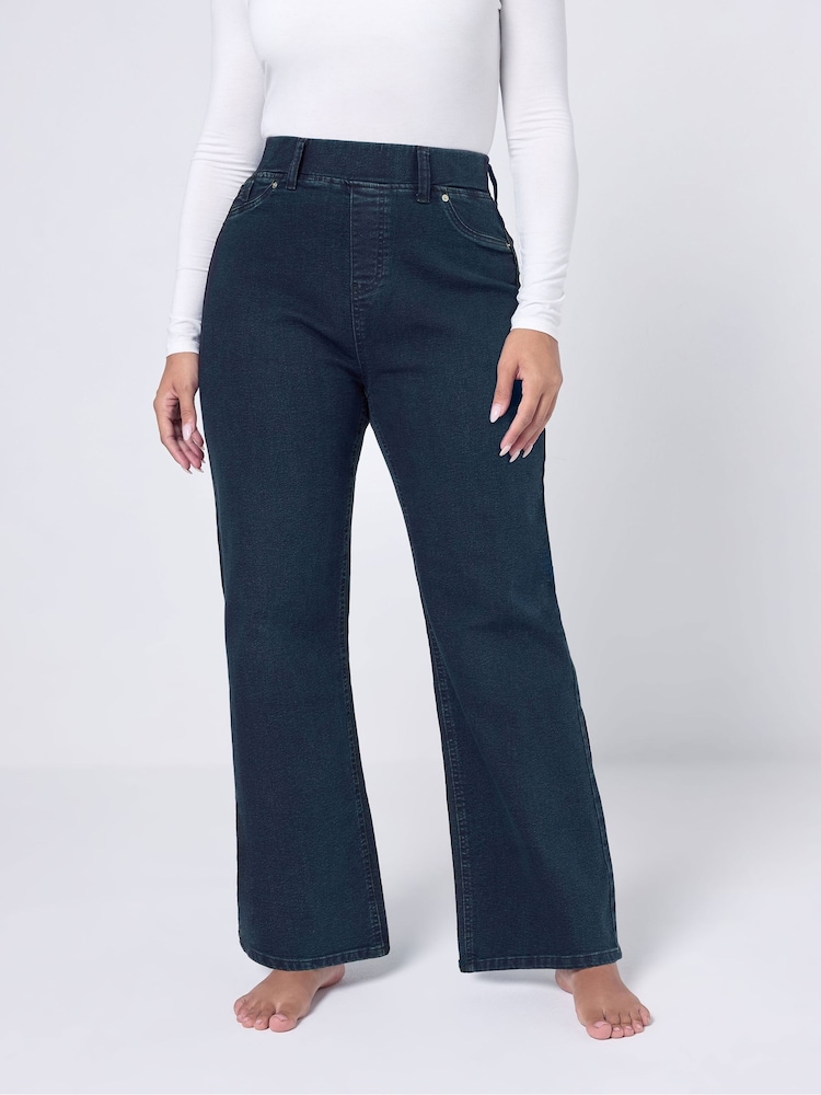 Yours Curve Navy Blue Wide Fit Wide Leg Jeggings - Image 1 of 10 Yours Curve Navy Blue Wide Fit Wide Leg Jeggings - Image 1 of 10