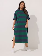 Yours Curve Blue Heavyweight Throw On Dress - Image 1 of 5