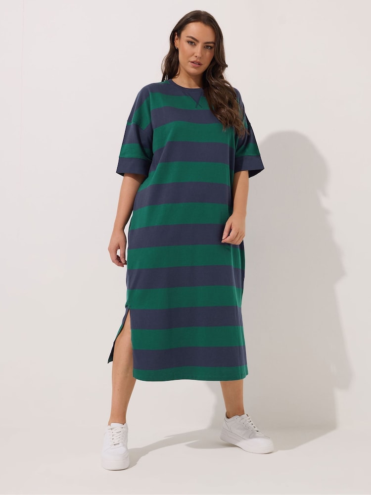 Yours Curve Blue Heavyweight Throw On Dress - Image 1 of 5