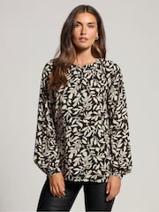 Long Tall Sally Brown Half Placket Blouse - Image 1 of 5