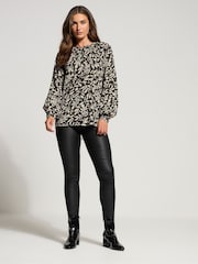 Long Tall Sally Brown Half Placket Blouse - Image 2 of 5
