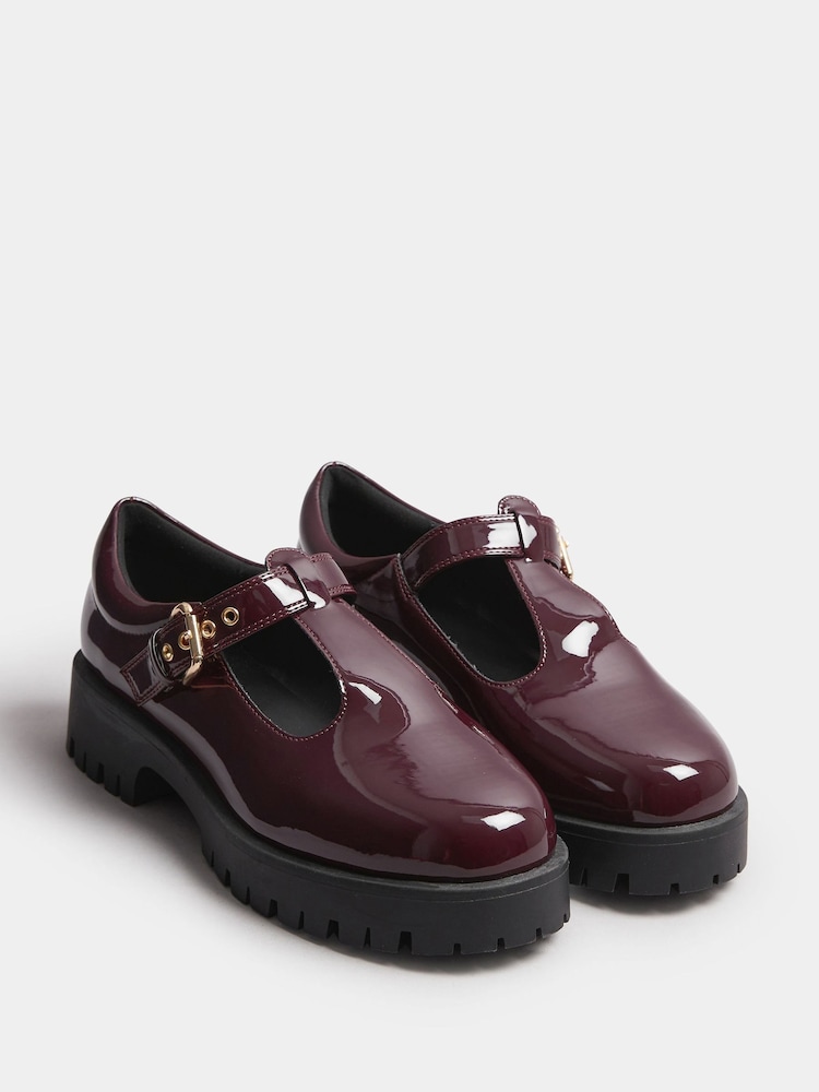 Yours Curve Red Extra Wide Fit Extra Wide Fit T-Bar Patent Mary Jane Shoes - Image 2 of 5