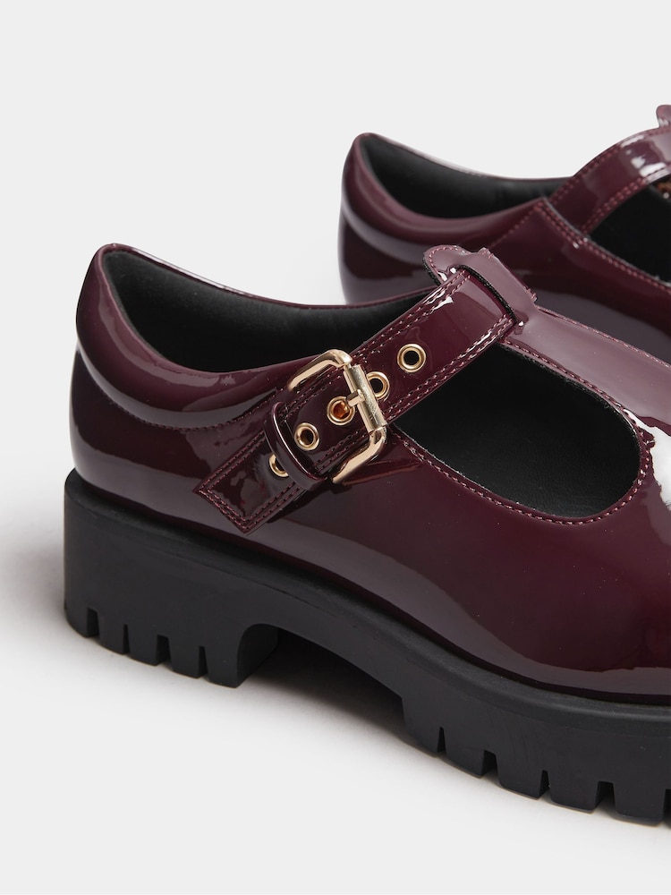 Yours Curve Red Extra Wide Fit Extra Wide Fit T-Bar Patent Mary Jane Shoes - Image 5 of 5