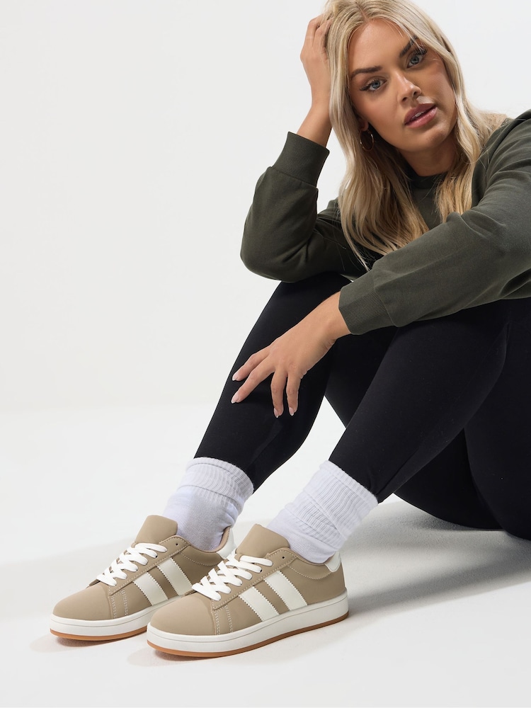 Marrón - Yours Curve Wide Fit Padded Skate Trainers - Imagen 1 de 5