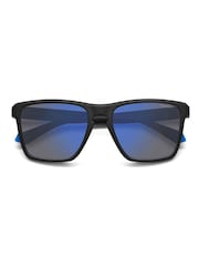 Polaroid Rectangular Sunglasses in Matte Black and Blue - Image 4 of 6
