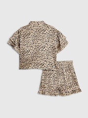River Island Brown Girls Leopard Print Satin Short Pyjamas - Image 2 of 5