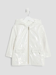 River Island White Girls Glitter Rain Mac - Image 1 of 4