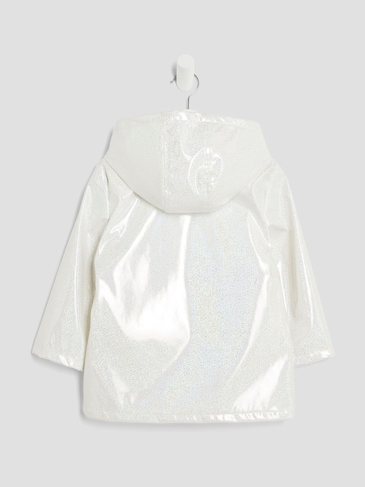 River Island White Girls Glitter Rain Mac - Image 2 of 4 River Island White Girls Glitter Rain Mac - Image 2 of 4