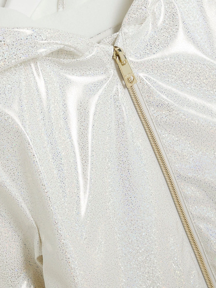 River Island White Girls Glitter Rain Mac - Image 4 of 4 River Island White Girls Glitter Rain Mac - Image 4 of 4
