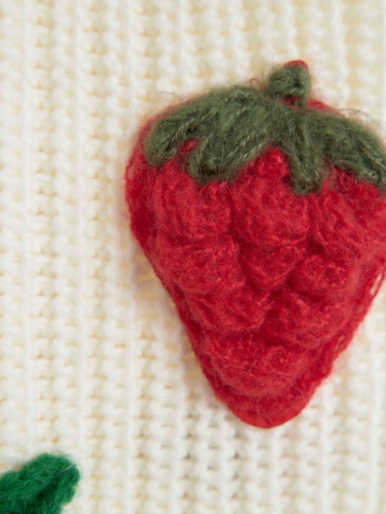 River Island Cream Girls 3D Fruit Cardigan - Image 4 of 4