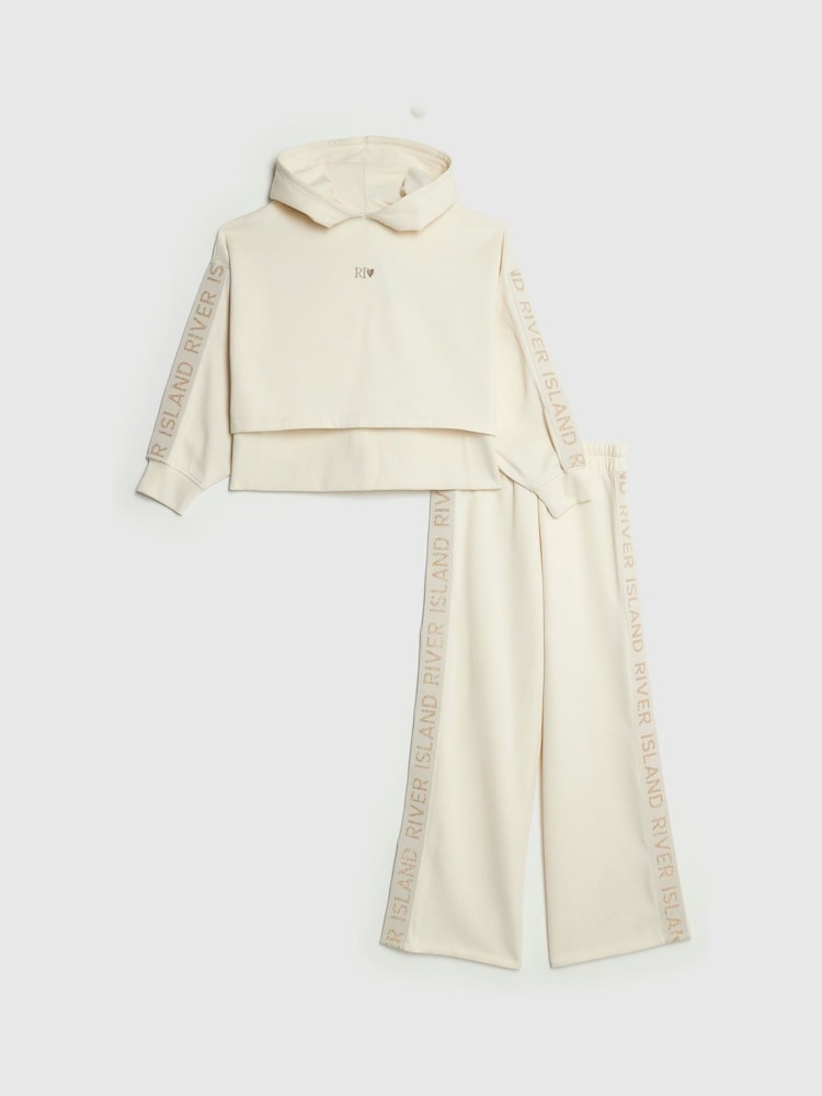 River Island Cream Girls Hooded Sweat Set - Image 1 of 5