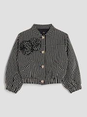 River Island Black Check Bomber Jacket - Image 1 of 4