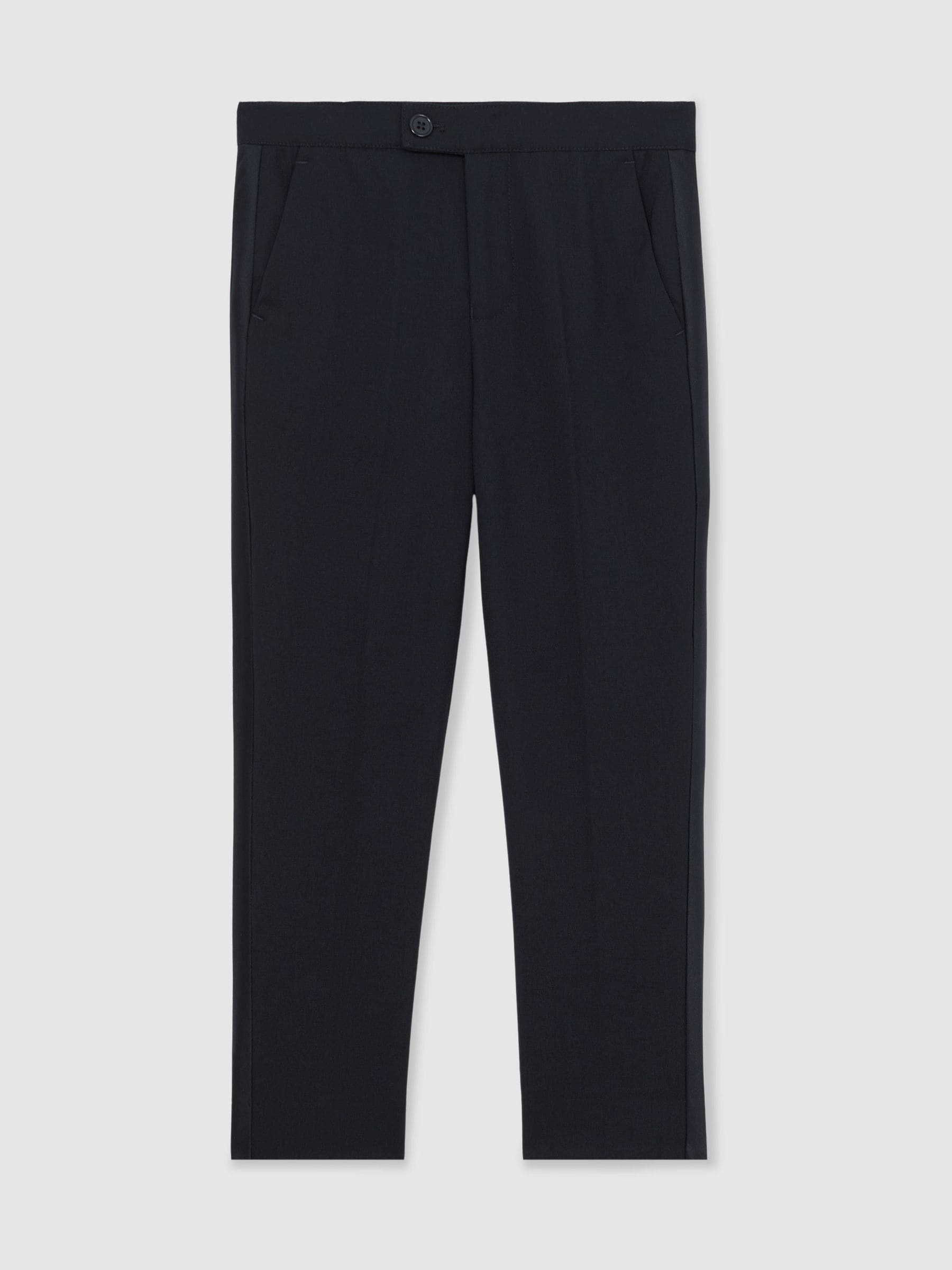 Reiss Navy Knightsbridge T Tuxedo Satin Stripe Trousers In Blue