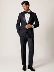 Reiss Sinatra Wool-Blend Jacquard Tuxedo Trousers Tailored-Fit - صورة 4 من 7