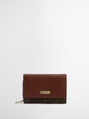 Barbour® Tan Brown Tartan Rosa Leather French Purse - Image 1 of 10