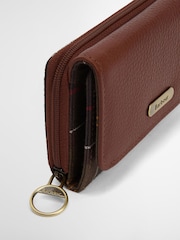 Barbour® Tan Brown Tartan Rosa Leather French Purse - Image 5 of 10
