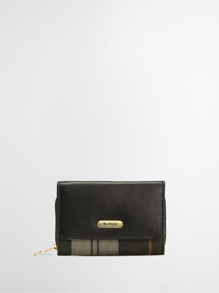 Barbour® Black Tartan Rosa Leather French Purse - Image 1 of 7