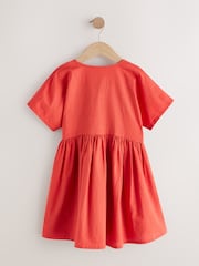 Red Embroidered Short Sleeve Button Through Dress (3-16yrs) - Image 5 of 8