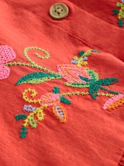 Red Embroidered Short Sleeve Button Through Dress (3-16yrs) - Image 8 of 8