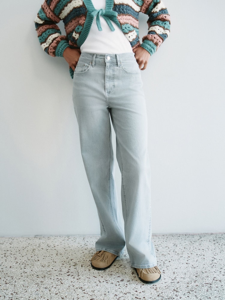 Grijs - High Rise stretchy Jeans met wijde pijpen - Afbeelding 2 van 8