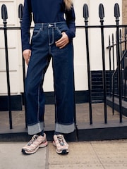 Rinse Boyfriend Wide Leg Mid Rise Turn Up Jeans - Image 2 of 7