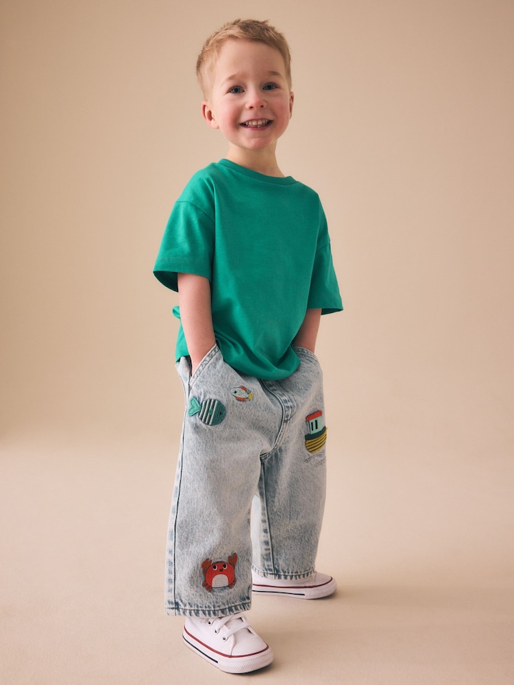 Bleach Denim Boat Pull on Wide Jeans (3mths-7yrs) - Image 2 of 6