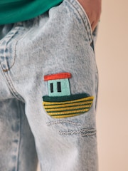 Bleach Denim Boat Pull on Wide Jeans (3mths-7yrs) - Image 4 of 6